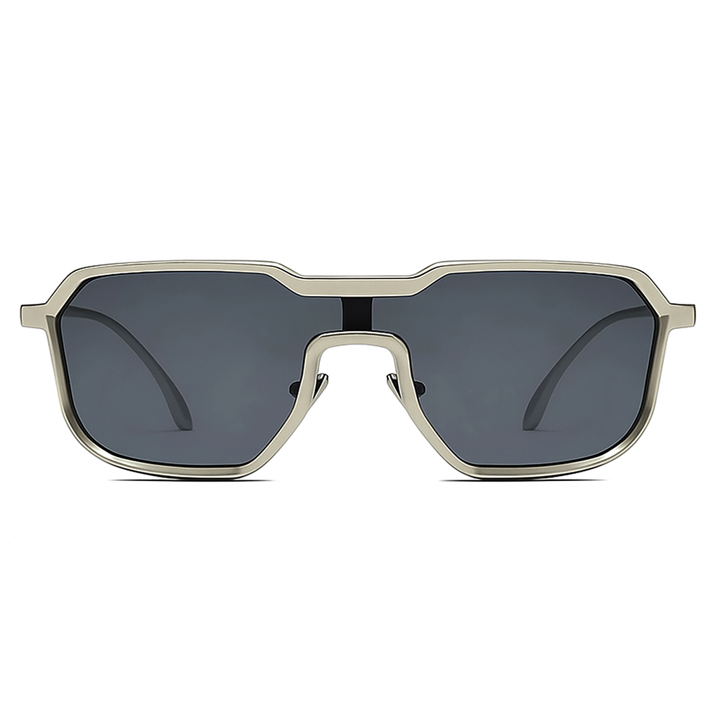 Premium Shield Square Sunglasses with Metal Frame &amp; Dark UV Lens