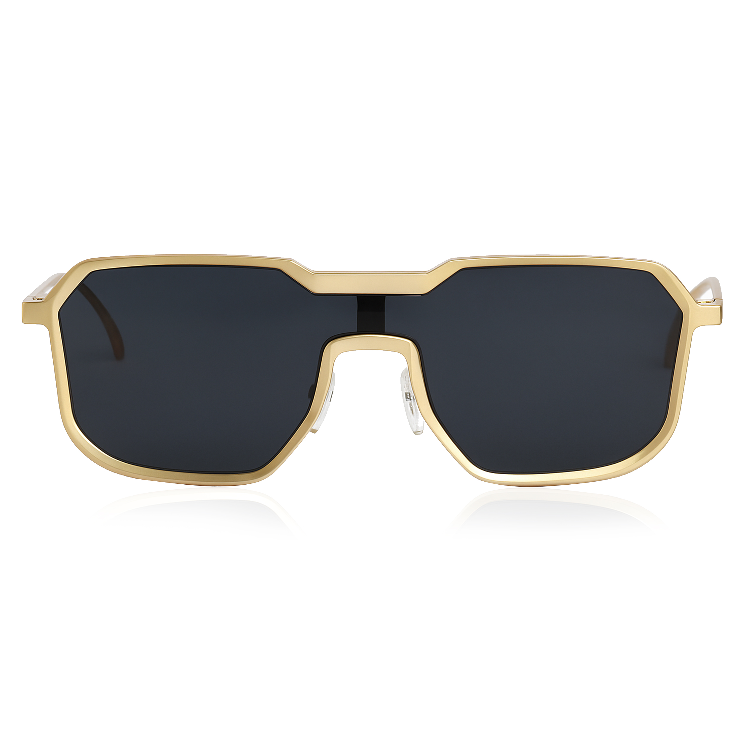 Luxury Gold Square Shield Sunglasses with Dark UV Lens