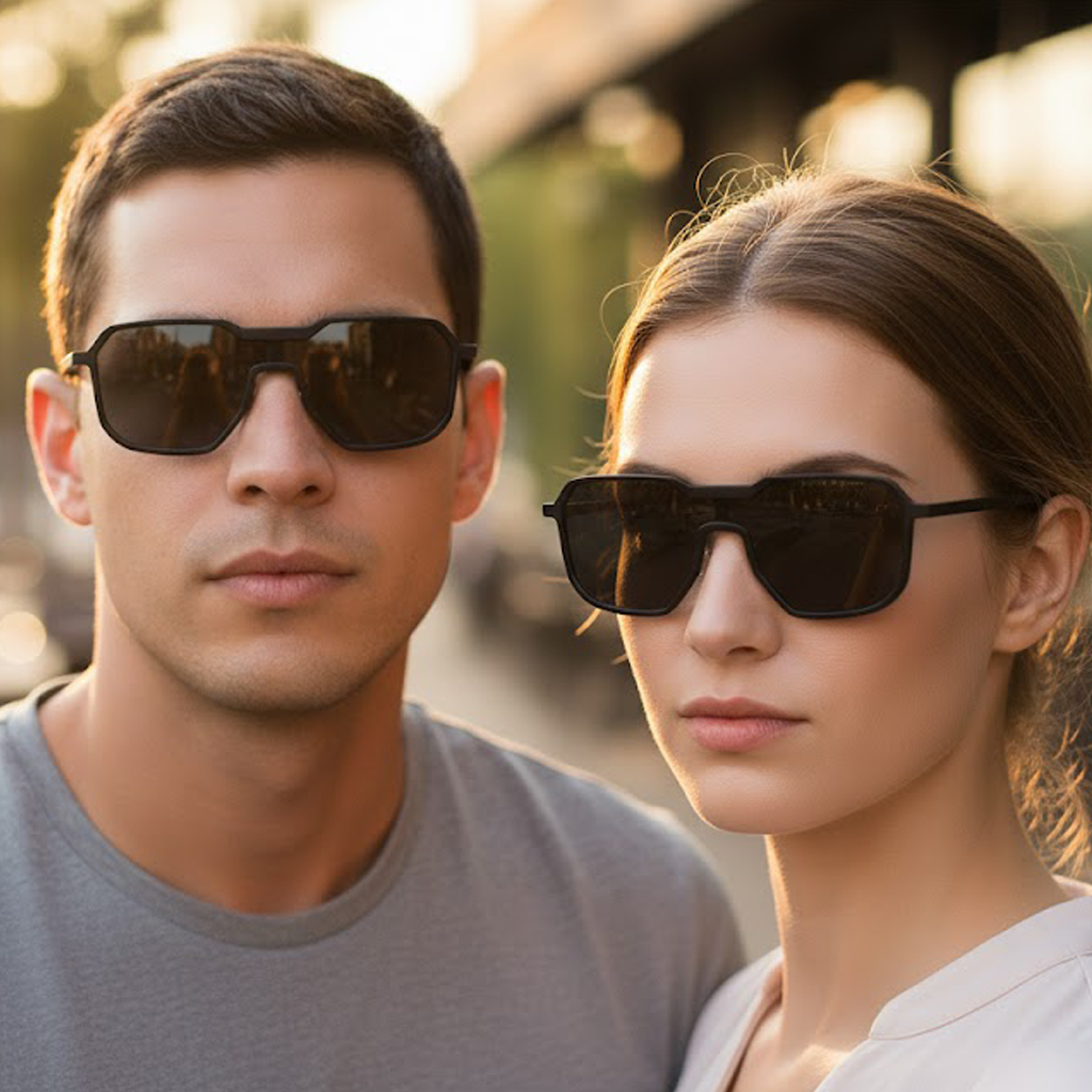 Matte Black Square Shield Sunglasses with Dark UV Lens