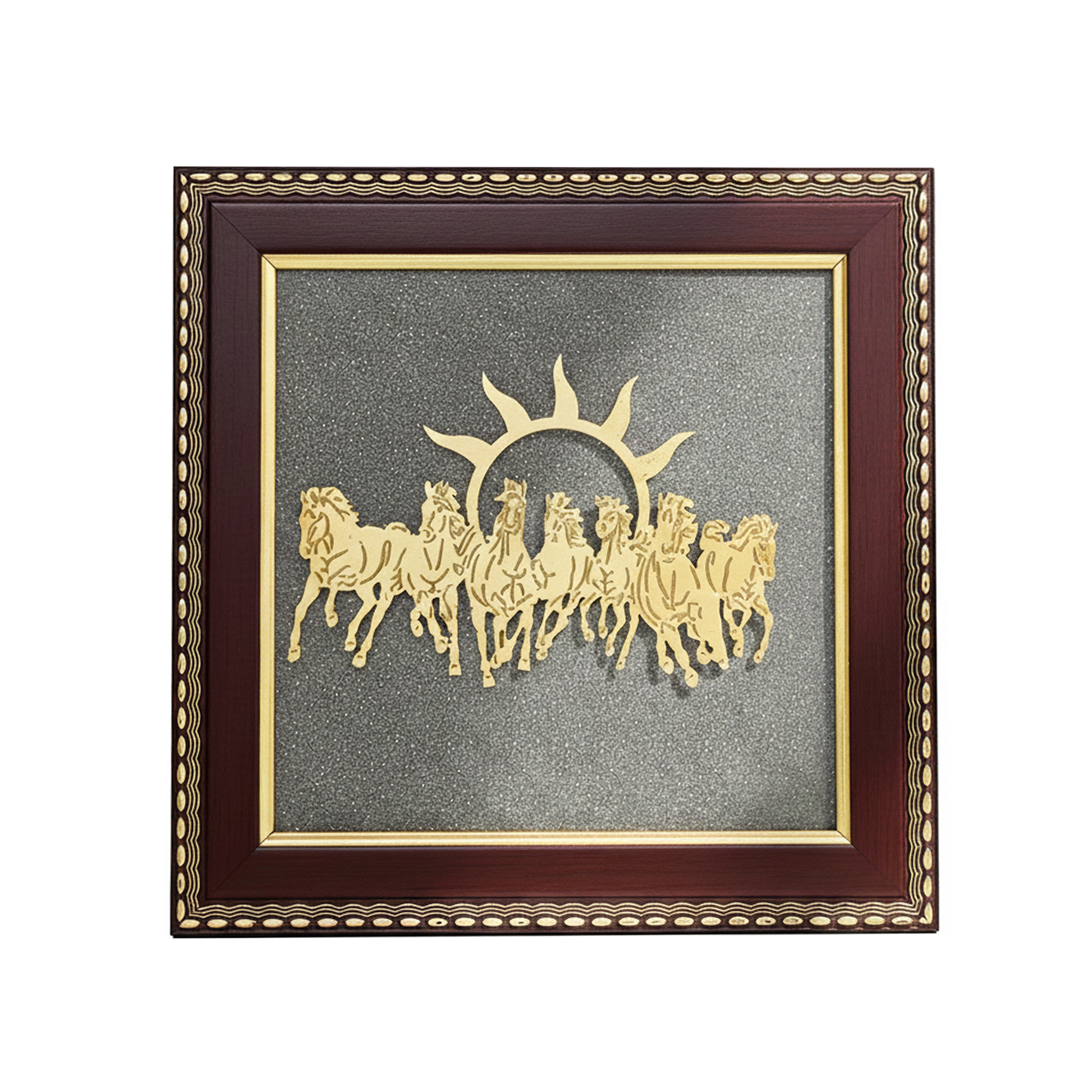 Seven Running Horses Pyrite Frame for Wealth and Success