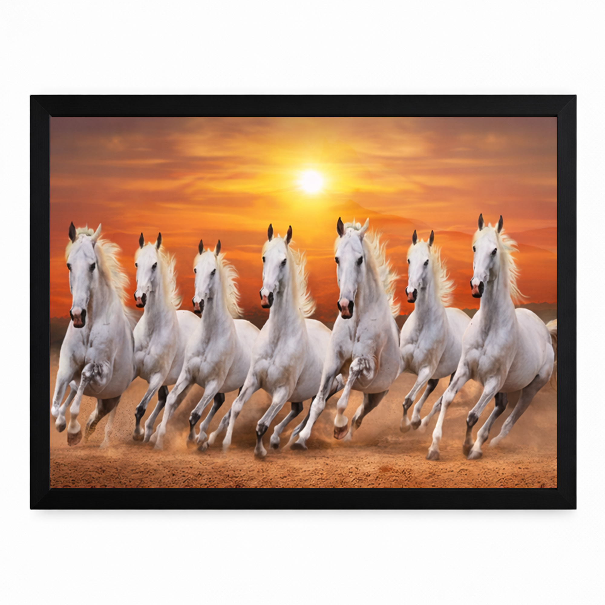 Frame Cart 7 Running Horses Painting for Success and Prosperity
