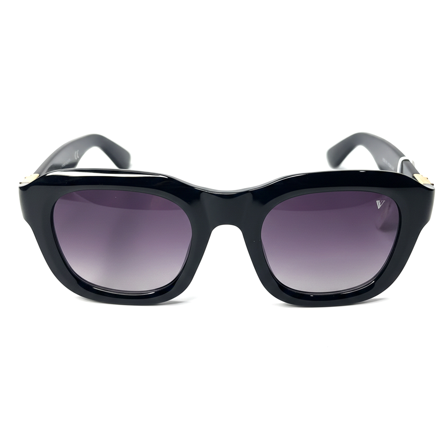Premium Black Square Sunglasses with Purple Lens